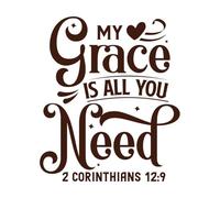 My Grace is All You Need 1 Corinthians Bible Verse Calligraphy Wall Decals Paster Paper 41x48.2cm Waterproof Coffee