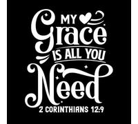 My Grace is All You Need 1 Corinthians Bible Verse Calligraphy Wall Decals Paster Paper 49.2x57.8cm Self Adhesive White
