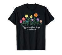 My Grace is Sufficient for You Colorful Floral Christian T-Shirt