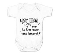 My Gran Loves Me to The Moon and Beyond Babygrow (0-3 Months, White)