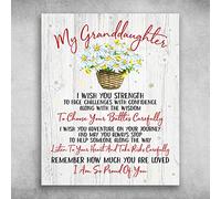 My Granddaughter I Wish You Strength to Face Challenges with Confidence Fun Saying Metal Tin Signage Antique Plaque Rustic Poster Bar Home Wall Decor 8x12 Inch
