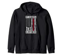 MY GRANDMA IS MY HERO Firefighter Thin Red Line Zip Hoodie