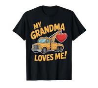 My Grandma Loves Me Boys Girls Kids Grandson Tow Truck T-Shirt