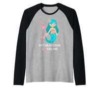 My Grandma Loves Me Cute Mermaid Sea Hearts Raglan Baseball Tee