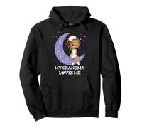 My Grandma Loves Me Cute Moon Sleepy Girl Graphic Pullover Hoodie