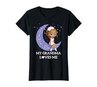 My Grandma Loves Me Cute Moon Sleepy Girl Graphic T-Shirt