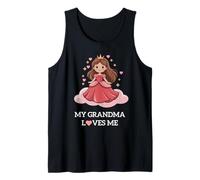 My Grandma Loves Me Cute Princess Cloud Hearts Graphic Tank Top