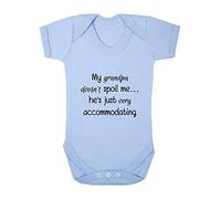 My Grandpa Doesn't Spoil me He's just Very Accommodating Baby Grow Vest, 0-3 Months, Pastel Blue