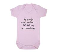 My Grandpa Doesn't Spoil me He's just Very Accommodating Baby Grow Vest, 6-12 Months, Pastel Pink