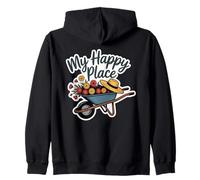 My Graphic Gardening Wheelbarrow Straw Hat Nature Zip Hoodie
