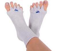 My Happy Feet Foot Alignment Socks with Toe Separators - Holiday Socks for Women & Men - Cozy Christmas Gift Idea, Light Grey, Medium