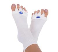 My Happy Feet Foot Alignment Socks with Toe Separators - Holiday Socks for Women & Men - Cozy Christmas Gift Idea, White, Medium