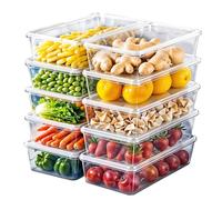 My Happy Home 10 Pieces 2 Litre each Plastic Freezer Food Storage Containers, Plastic Meal Prep Boxes with Lid, Leakproof Suitable for Microwave, Dishwasher Safe