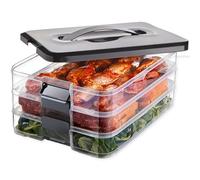 My Happy Home 3-Piece Food Storage Container Set - 3 x 2L Stackable Transparent Boxes with Handle Lid | Durable Polypropylene | Leak-Proof, BPA-Free, Dishwasher Safe for Travel, Office & BBQ, Black