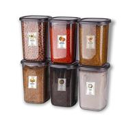 My Happy Home 6 Pcs 1.2Ltr Each Square BPA-Free Food Storage Container, Durable Pantry Organiser with 25 Labels Stickers, Stackable, Dishwasher Friendly