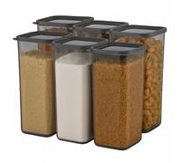 My Happy Home 6 Pcs 1.75Ltr Each Square BPA-Free Food Storage Container, Durable Pantry Organiser with 25 Labels Stickers, Stackable, Dishwasher Friendly