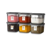 My Happy Home 6 Pcs 500ml Each Square BPA-Free Food Storage Container, Durable Pantry Organiser with 25 Labels Stickers, Stackable, Dishwasher Friendly