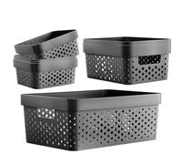 My Happy Home 7 Piece Multi Purpose Plastic Organizer Basket Open Containers, Stackable Storage Bins Multi Size, or Shelving, Pantry, Kitchen, Bathroom, Office and Cabinet