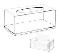 My Happy Home Clear Tissue Dispenser, Acrylic Tissue Box Holder, Bathroom, Desks, Countertops, Vanity, Bedroom, (Rectangle, Clear)