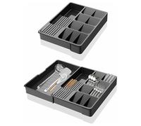 My Happy Home Expandable Kitchen Drawer Organiser, Cutlery Tray, Plastic Flatware Storage Insert, Multipurpose Kitchen Organisation Solution
