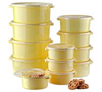 My Happy Home Plastic Food Storage Containers 12 Pcs with Lids, Twist Lock on Lid Ideal for Microwave/Freezer, Leakproof, Stackable, Airtight, Snacks, Takeout, Meal Prep, Yellow