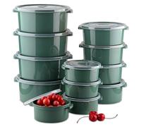 My Happy Home Plastic Food Storage Containers 12 Pcs with Lids, Twist Lock on Lid Ideal for Microwave/Freezer, Leakproof, Stackable, Airtight, Snacks, Takeout, Meal Prep, Dark Green