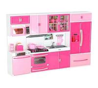 My Happy Kitchen Playset for Kids - 4-in-1 Pink Toy Kitchen with Lights & Sound, Interactive Microwave, Oven, Fridge & Sink - Pretend Play Cooking Set for Toddlers & Children