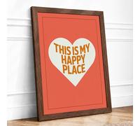 My Happy Place Framed Wall Art Print A4 Walnut