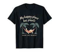 My Happy Place Has Plants Rainy Day Nature Lover Design T-Shirt