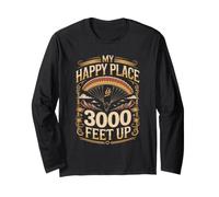 My Happy Place is 3000 Feet Up Paragliding Paraglider Free Long Sleeve T-Shirt