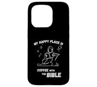 My Happy Place Is: Coffee With The Bible - Christian Design Case for iPhone 15 Pro