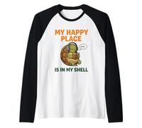 My Happy Place is My Shell Reading Book Box Turtle Introvert Raglan Baseball Tee