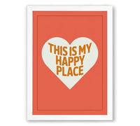 My Happy Place Modern Framed Wall Art Print A3 (42×29.7cm) White, Wall Decor for Living Room, Bedroom, Office & Home, Ready to Hang, Art Gift