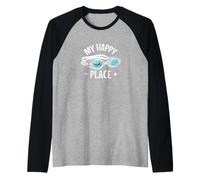 My Happy Place Swim Goggles Raglan Baseball Tee