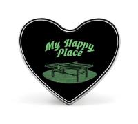 My Happy Place Table Tennis Ping Pong Heart Shaped Enamel Brooch Pin Button Badges Decoration Hat Clothing Bag Accessories Gift Crafts
