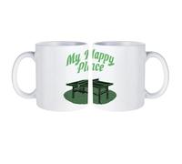 My Happy Place Table Tennis Ping Pong White Coffee Mugs Gloss Ceramic Cappuccino Cups with Handle