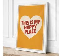 My Happy Place Typography Canvas Wall Art Print 18x12 Inch