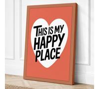 My Happy Place Typography Canvas Wall Art Print 18x12 Inch
