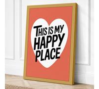 My Happy Place Typography Canvas Wall Art Print 18x12 Inch