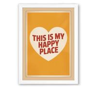 My Happy Place Typography Framed Wall Art Print A1 (84.1×59.4cm) White, Wall Decor for Living Room, Bedroom, Office & Home, Ready to Hang, Art Gift