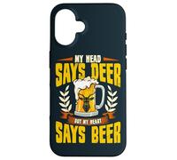 My Head Says Deer My Heart Says Beer Funny Hunter Hunting Case for iPhone 16