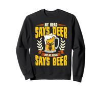 My Head Says Deer My Heart Says Beer Funny Hunter Hunting Sweatshirt