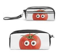 My Head Tomatoes Pencil Case Large Capacity Leather Pencil Pouch with Zipper, Portable Small Makeup Bag, Office Supplies Organizer for Women Men