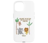 My Heart and My Flesh Sing Bible Scripture Jungle Animals Case for iPhone 15
