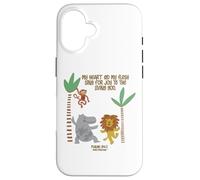 My Heart and My Flesh Sing Bible Scripture Jungle Animals Case for iPhone 16