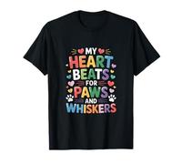 My Heart Beats for Paws and Whiskers Cats Dogs T-Shirt