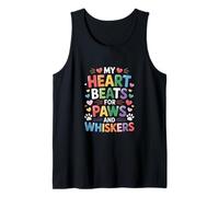 My Heart Beats for Paws and Whiskers Cats Dogs Tank Top