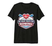 My Heart Beats for Rowing Crew Team Heartbeat Pulse Oars Premium T-Shirt