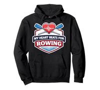 My Heart Beats For Rowing Crew Team Heartbeat Pulse Oars Pullover Hoodie