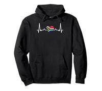My heart beats for South Africa - Country flag Pullover Hoodie, Adult Unisex, Black, Medium